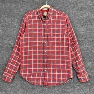 J Crew Mens Slim Double Weave Button Up Shirt Medium Plaid Gauze Long Sleeve